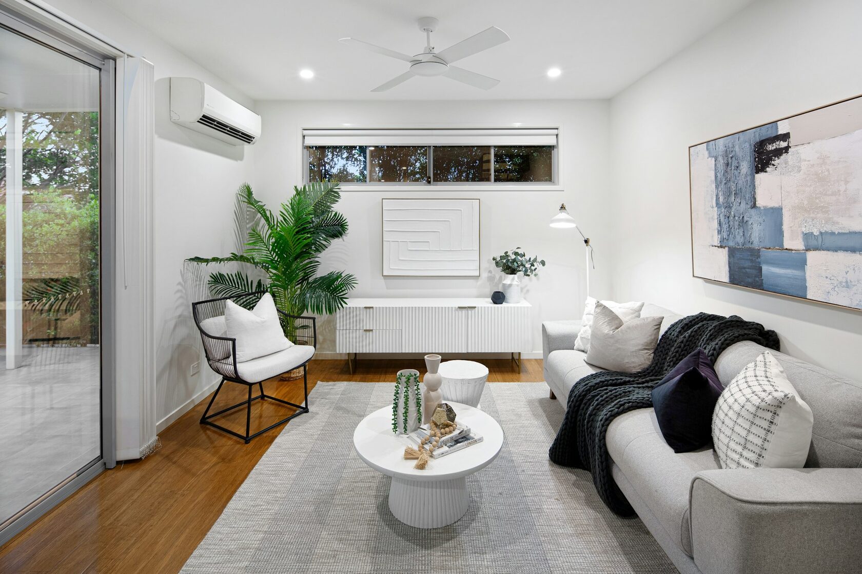 Modern Brisbane living room with newly installed split system